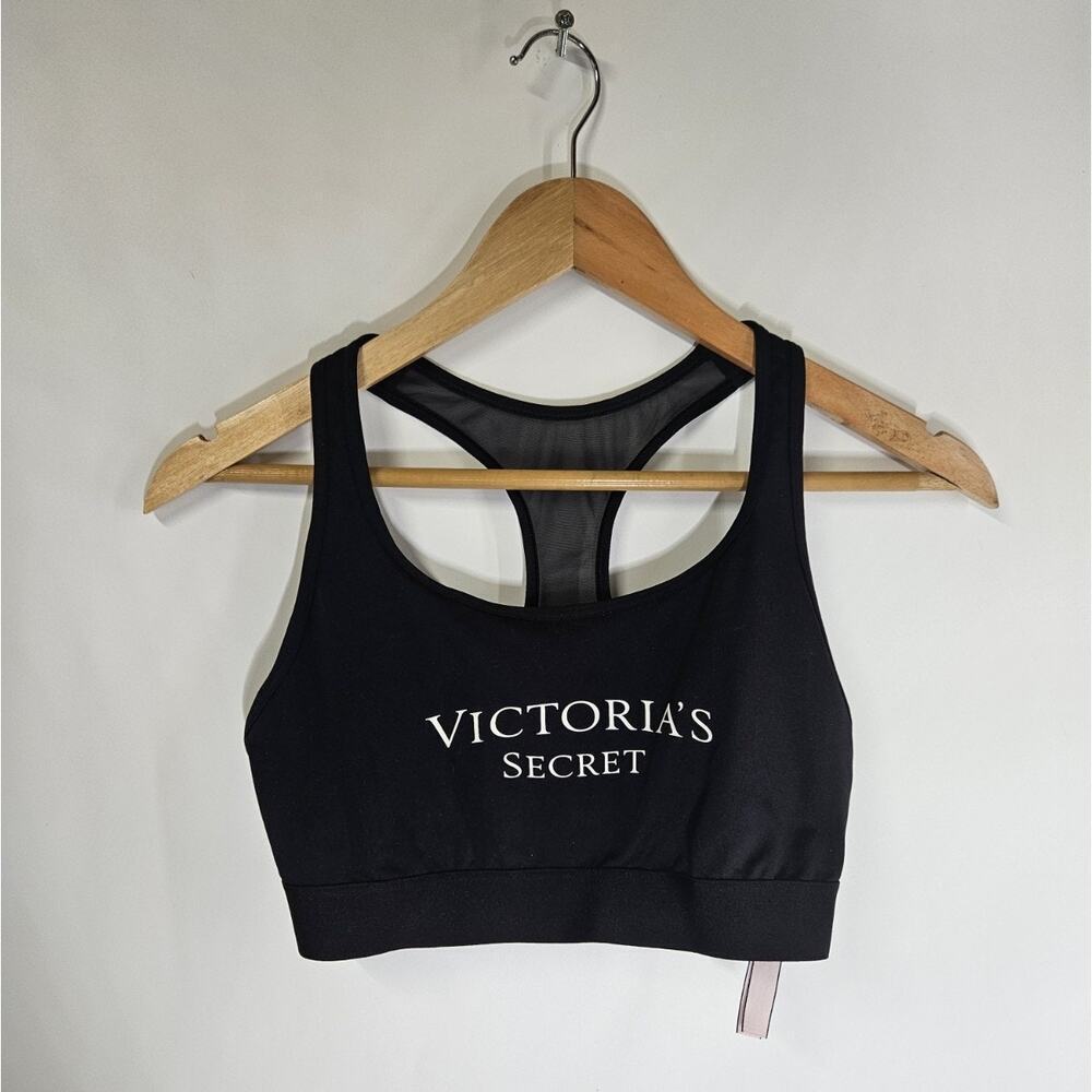 Victoria Secret Logo Sports Bra Black Women Size M